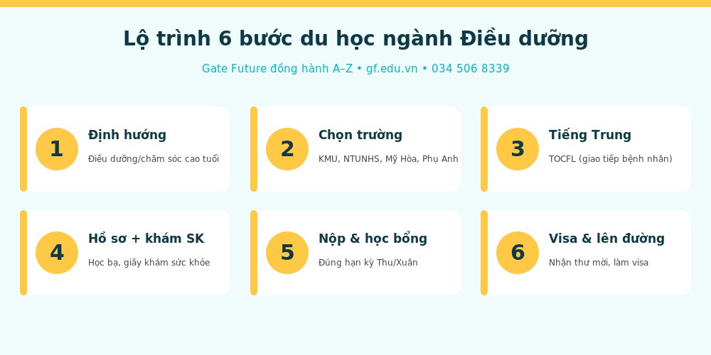 Lộ trình 6 bước du học Đài Loan ngành Điều dưỡng cùng Gate Future