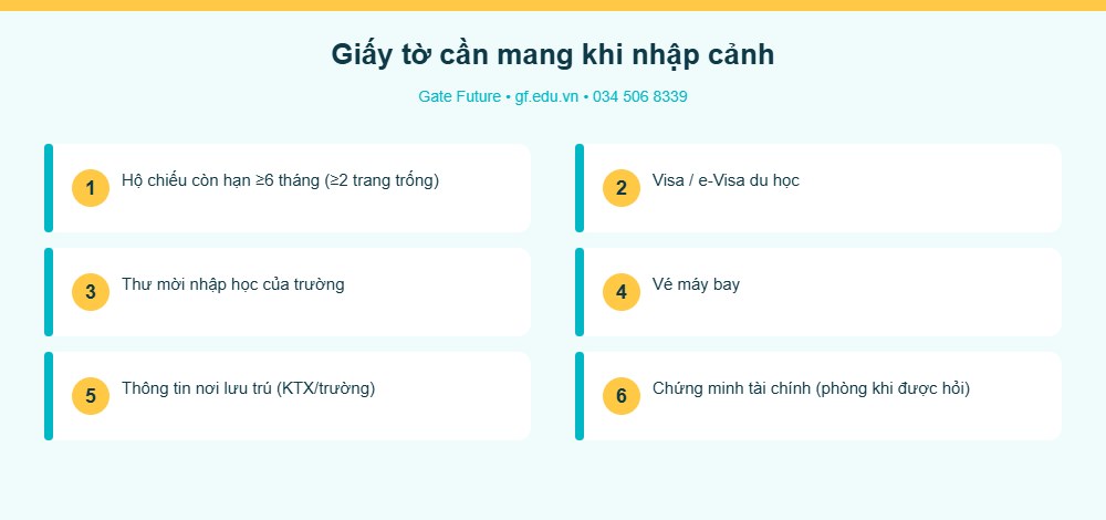 Giấy tờ cần mang khi nhập cảnh Đài Loan du học sinh