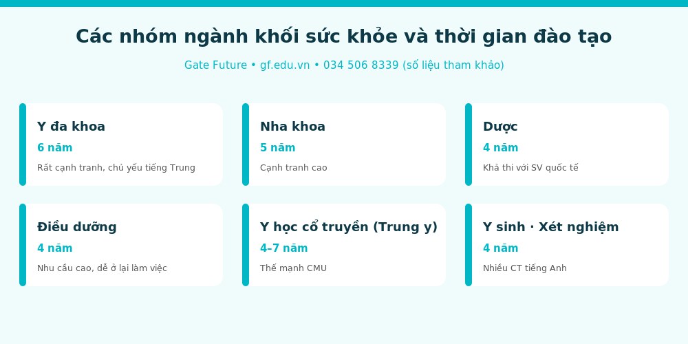 y info nhom nganh Các nhóm ngành khối sức khỏe Đài Loan và thời gian đào tạo