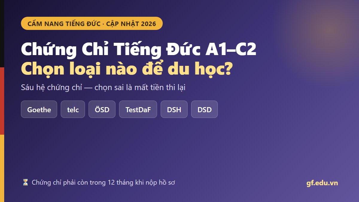Các hệ chứng chỉ tiếng Đức A1 đến C2 Goethe telc ÖSD TestDaF DSH DSD và mục đích sử dụng từng loại
