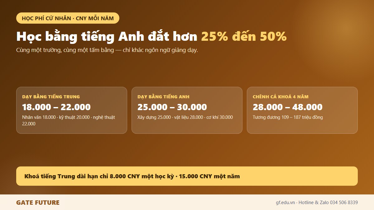 Học phí cử nhân Đại học Trùng Khánh dạy bằng tiếng Trung và tiếng Anh năm 2026
