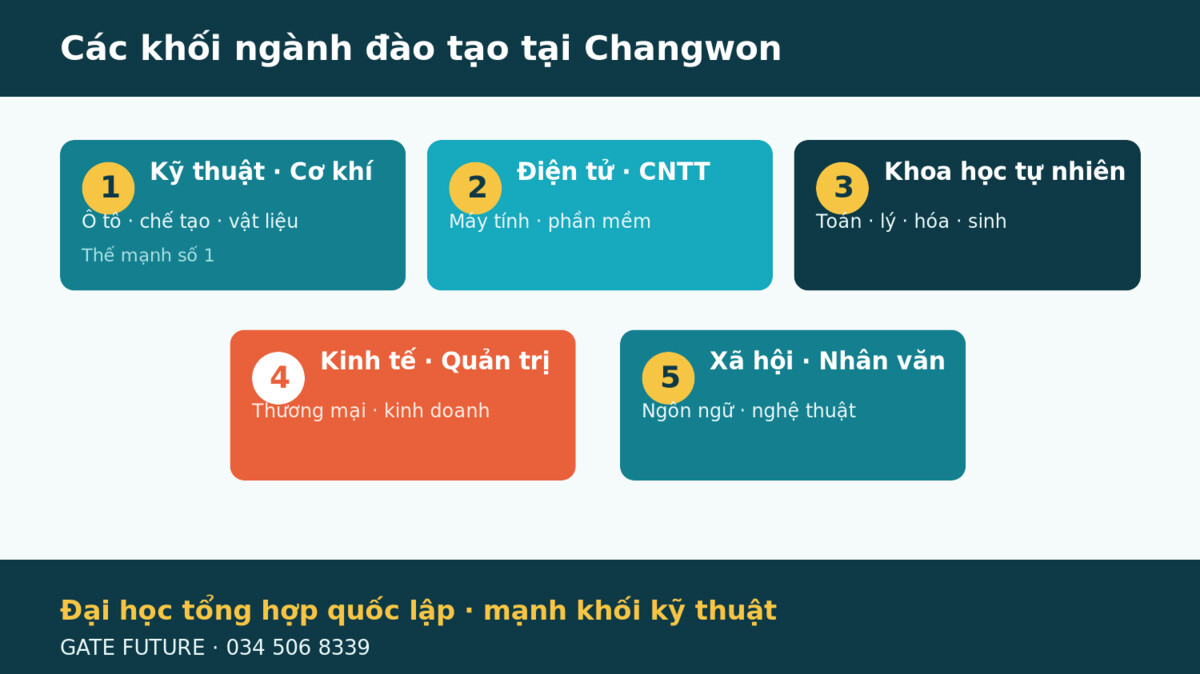 Các khối ngành đào tạo tại Đại học Quốc gia Changwon