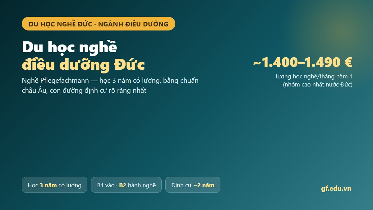 Du học nghề điều dưỡng Đức, nghề Pflegefachmann học 3 năm có lương, tiếng B1 vào học B2 hành nghề, định cư sau khoảng 2 năm