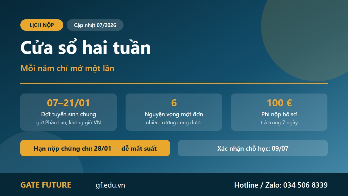 Lịch tuyển sinh du học Phần Lan với một đợt duy nhất mỗi năm và các hạn phụ đi kèm