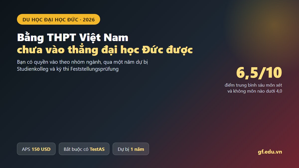 Ba cửa vào đại học Đức với hồ sơ Việt Nam: bằng THPT qua dự bị, đã học một năm đại học, hoặc đã có bằng cử nhân