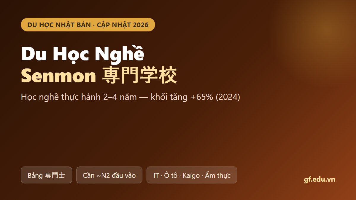 Du học nghề Nhật Bản senmon 専門学校 2026 - điều kiện chi phí ngành hot - Gate Future