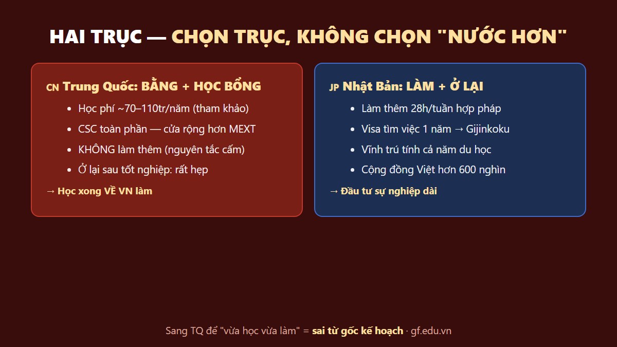 Hai trục quyết định du học Nhật hay Trung Quốc - học bổng bằng cấp vs vừa học vừa làm ở lại - Gate Future