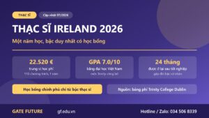 Du học thạc sĩ Ireland 2026 với trung vị học phí 22.520 euro và quyền ở lại 24 tháng sau tốt nghiệp