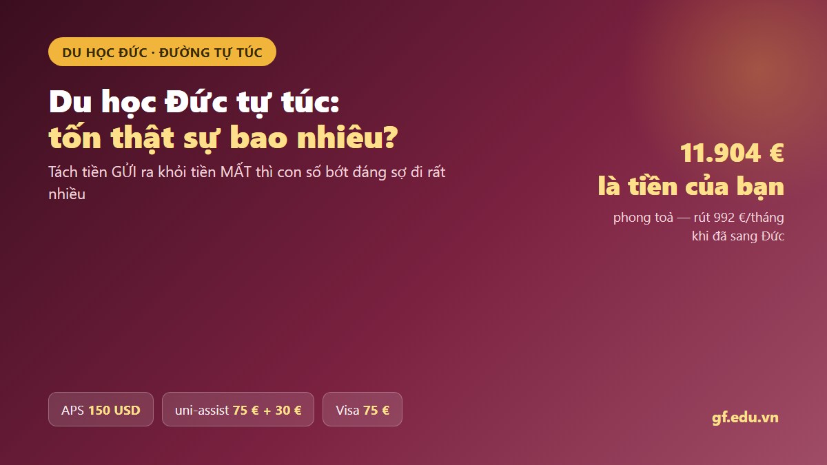 Du học Đức tự túc: tài khoản phong toả 11.904 euro là tiền của chính bạn, khoản thật sự mất là APS, uni-assist, visa và dịch thuật