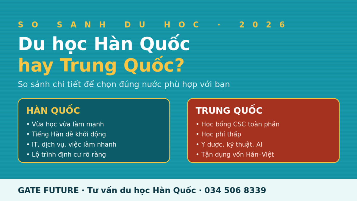 So sánh du học Hàn Quốc và Trung Quốc 2026 - Gate Future