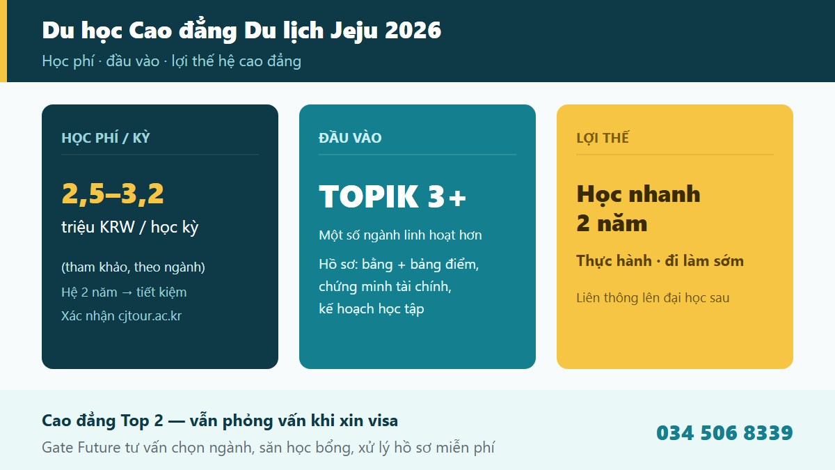 gf jeju tourism 03 thongtin Điều kiện tuyển sinh học phí và học bổng Cao đẳng Du lịch Jeju Cheju Tourism College 2026 - Gate Future