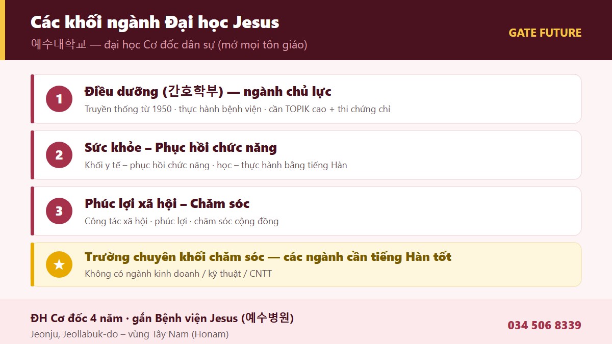 Các khối ngành Đại học Jesus - Điều dưỡng Sức khỏe Phục hồi chức năng Phúc lợi xã hội - Gate Future
