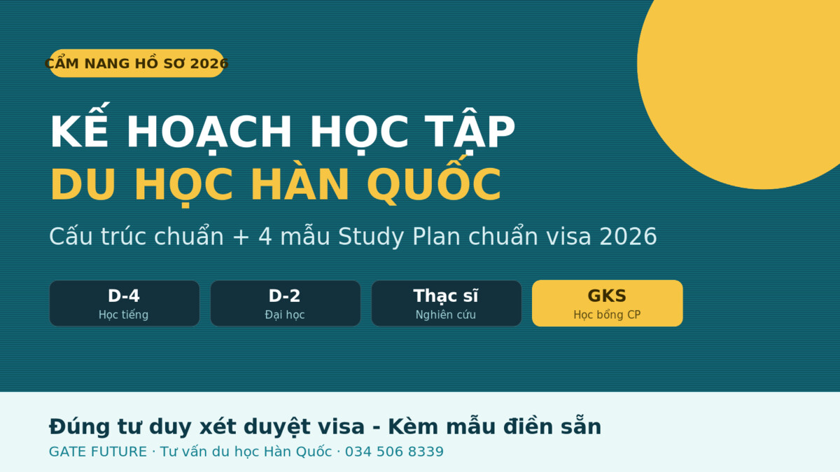 Kế hoạch học tập du học Hàn Quốc 2026 - cấu trúc chuẩn và 4 mẫu Study Plan - Gate Future