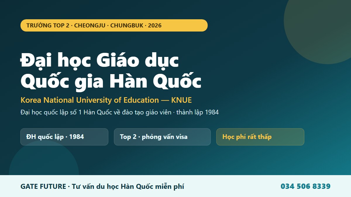 Đại học Giáo dục Quốc gia Hàn Quốc KNUE - trường Top 2 đào tạo giáo viên tại Cheongju Chungbuk 2026 - Gate Future