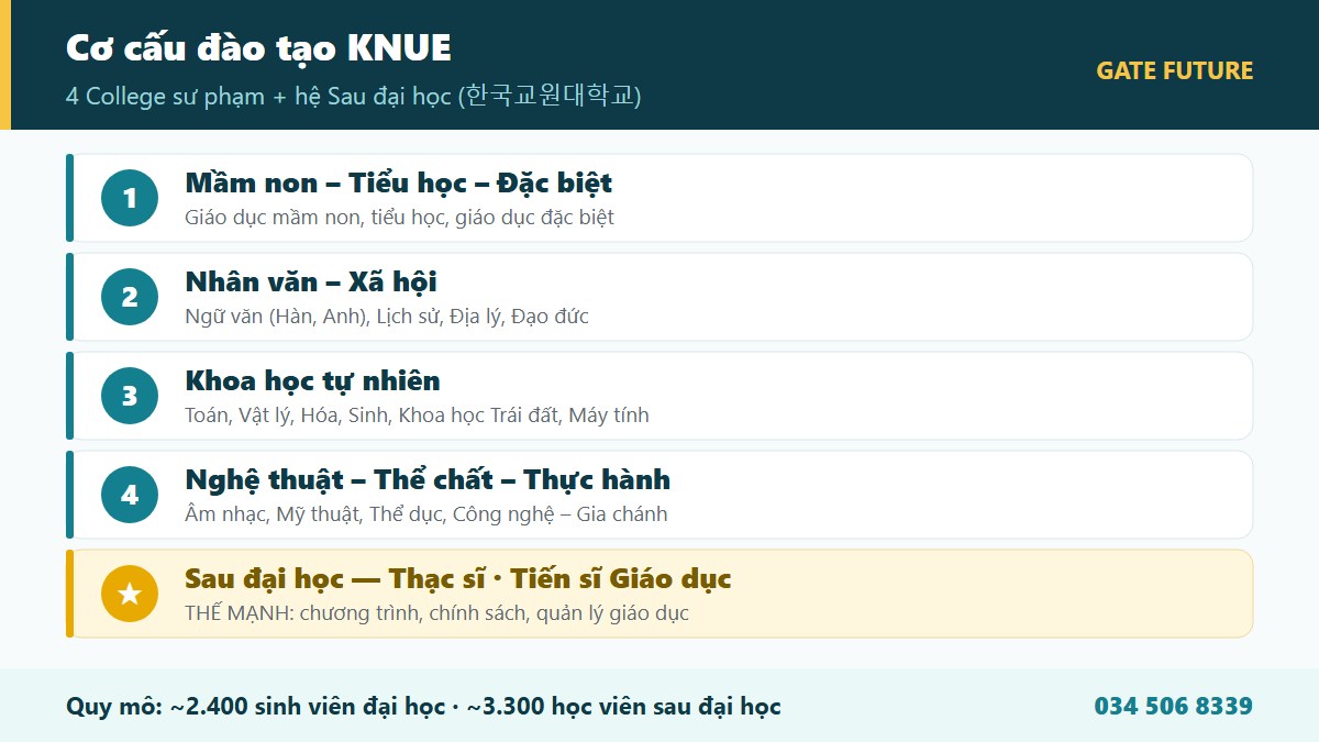 Cơ cấu 4 college và nhóm ngành đào tạo Đại học Giáo dục Quốc gia Hàn Quốc KNUE - Gate Future