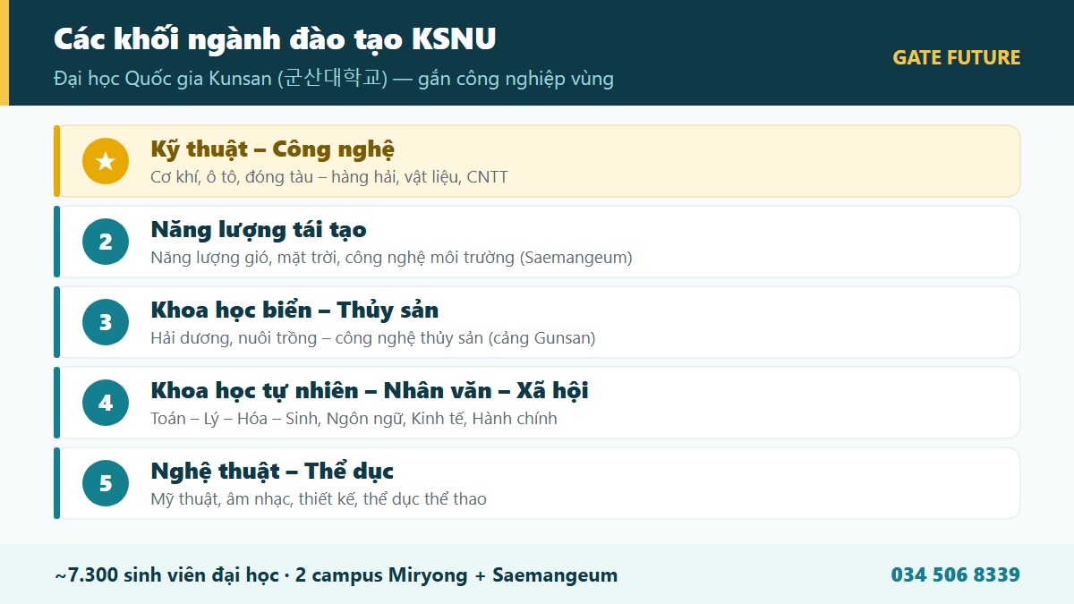Cơ cấu các khối ngành đào tạo Đại học Quốc gia Kunsan KSNU - Kỹ thuật ô tô đóng tàu năng lượng khoa học biển - Gate Future
