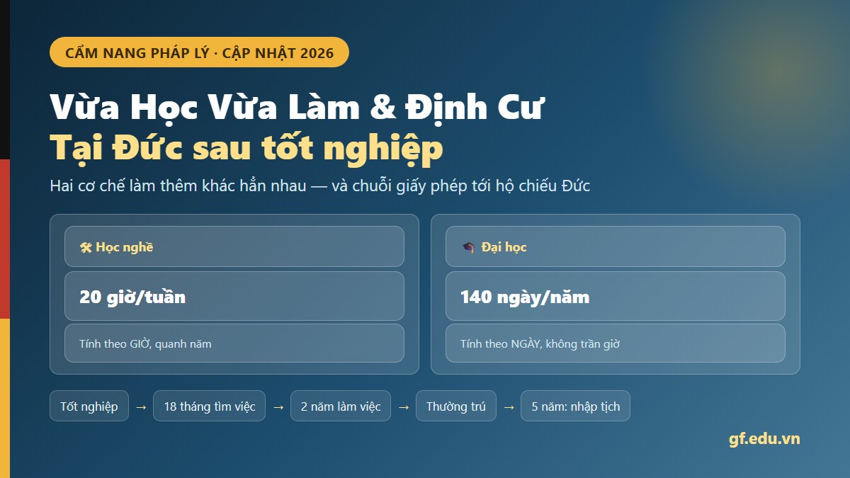 Làm thêm và định cư tại Đức — chuỗi giấy phép từ khi đi học đến khi nhập tịch theo luật cư trú Đức
