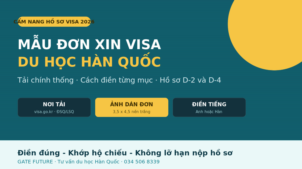 Mẫu đơn xin visa du học Hàn Quốc 2026 - tải ở đâu, cấu trúc và cách điền tờ khai - Gate Future