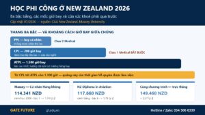 Ba bậc bằng lái phi công tại New Zealand với các mốc giờ bay và học phí công bố năm 2026