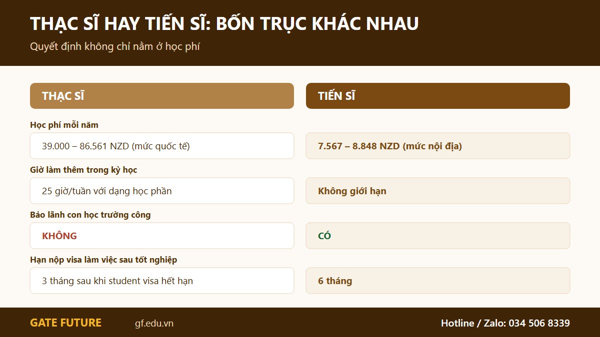 gf nz thacsi 02 sosanh So sánh bốn trục khác biệt giữa du học thạc sĩ và tiến sĩ tại New Zealand