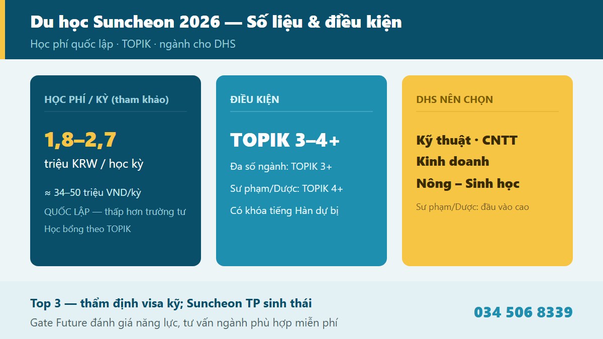 gf suncheon 03 thongtin Điều kiện tuyển sinh học phí học bổng TOPIK Đại học Quốc gia Suncheon SCNU 2026 hệ đại học quốc lập Suncheon Jeonnam du học sinh visa D-2 - Gate Future