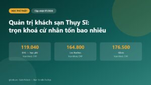 Biểu đồ học phí trọn khoá cử nhân quản trị khách sạn Thụy Sĩ của EHL, Les Roches và Glion
