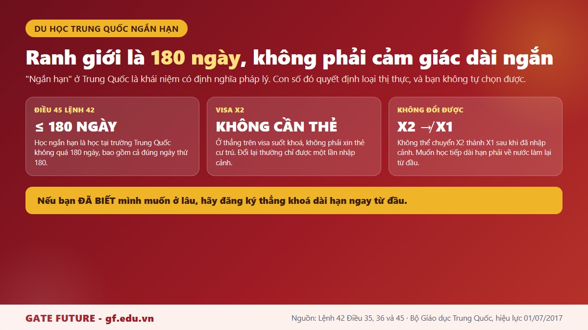 gf tq3 nganhan moc 180 ngay Mốc pháp lý 180 ngày phân chia khoá ngắn hạn dùng visa X2 và khoá dài hạn dùng visa X1 tại Trung Quốc