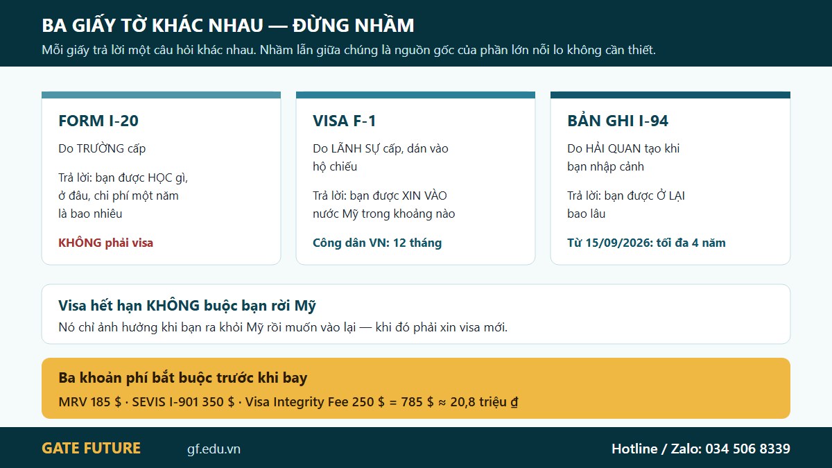 Phân biệt Form I-20, visa F-1 và bản ghi nhập cảnh I-94 khi du học Mỹ