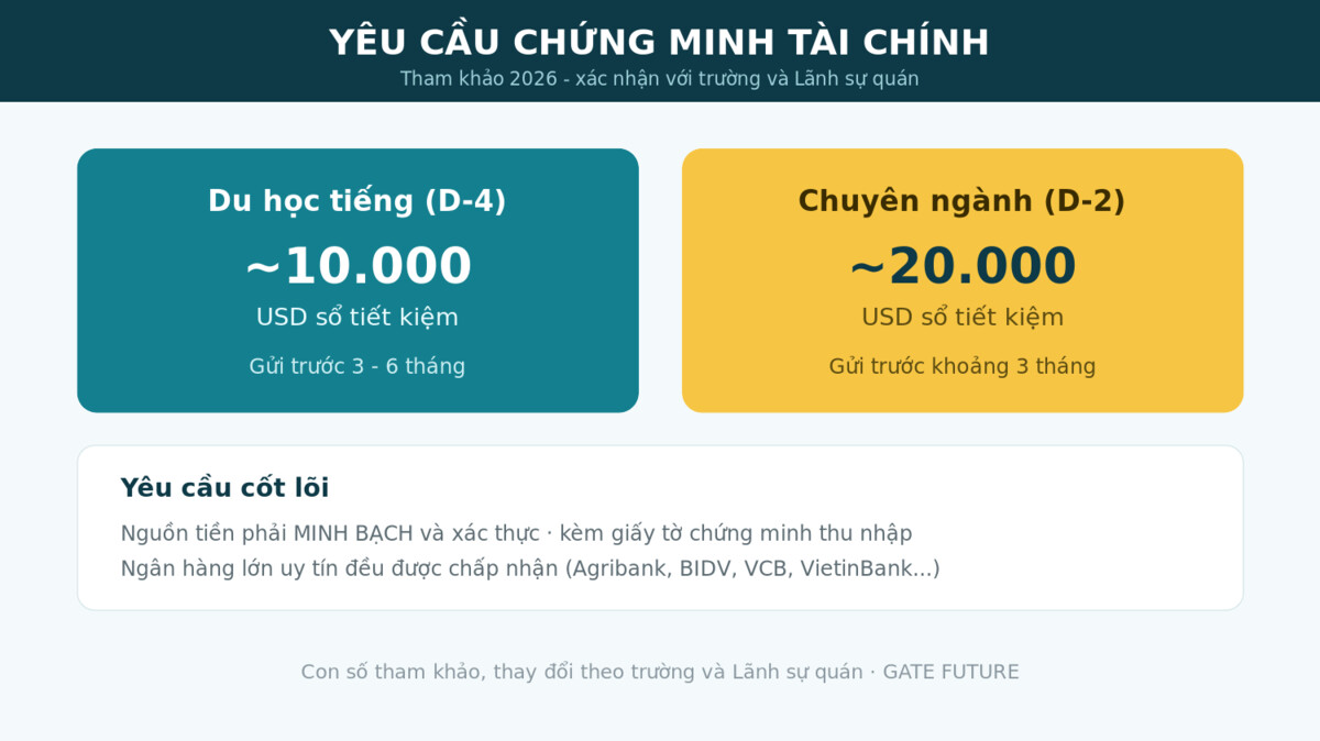 Yêu cầu chứng minh tài chính du học Hàn Quốc sổ tiết kiệm D-4 D-2