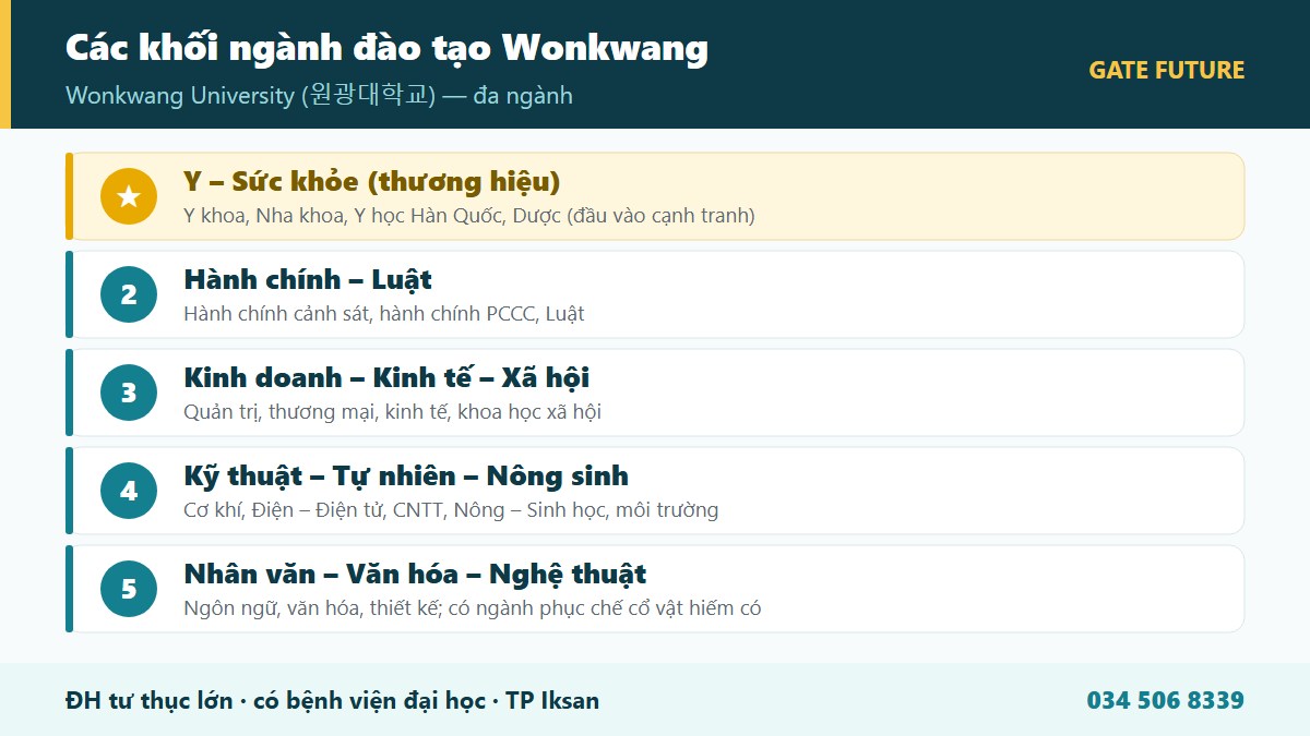 Cơ cấu các khối ngành đào tạo Đại học Wonkwang WKU - Y học Hàn Quốc Nha Dược Kinh doanh Kỹ thuật - Gate Future