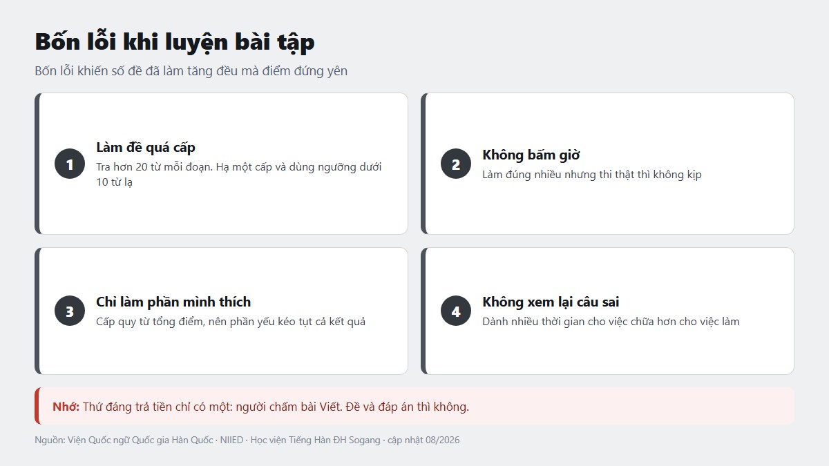 Bốn lỗi khi luyện bài tập tiếng Hàn khiến điểm không lên
