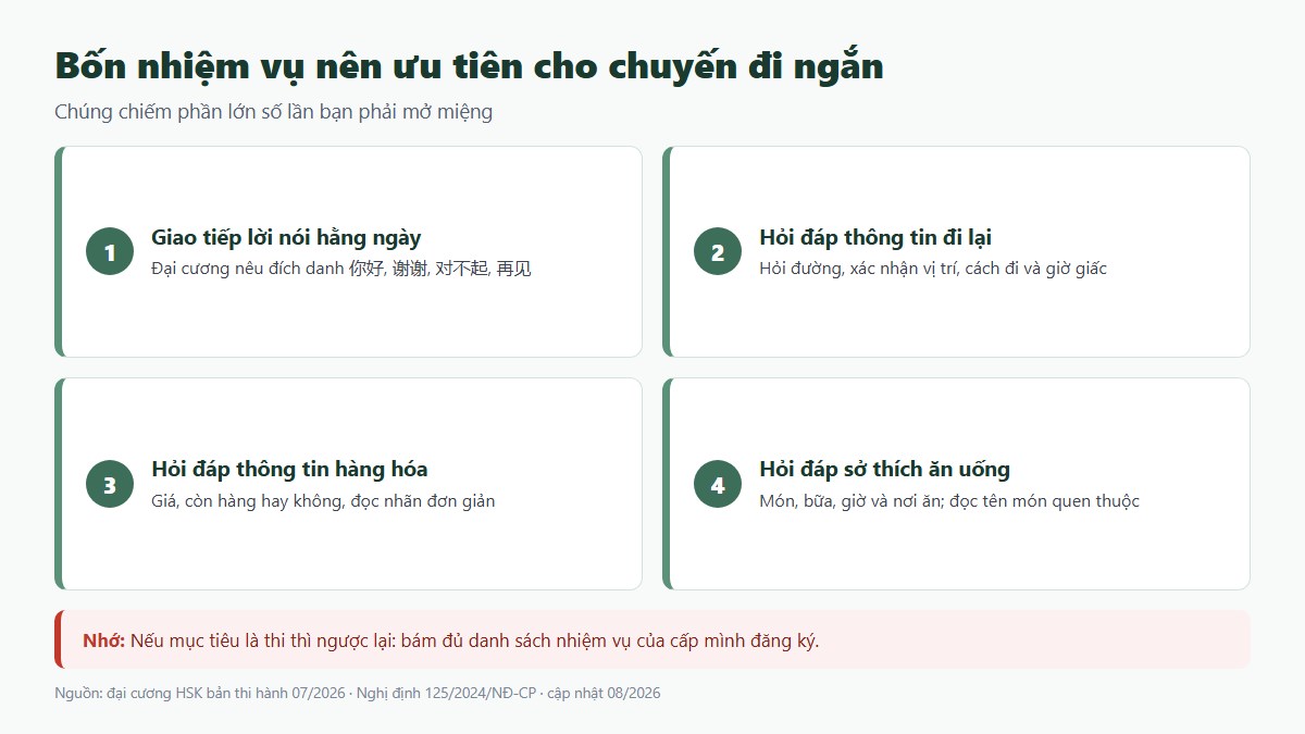 gf cau noi tieng trung 03 bon nhiem vu Bốn nhiệm vụ giao tiếp nên ưu tiên cho chuyến đi ngắn