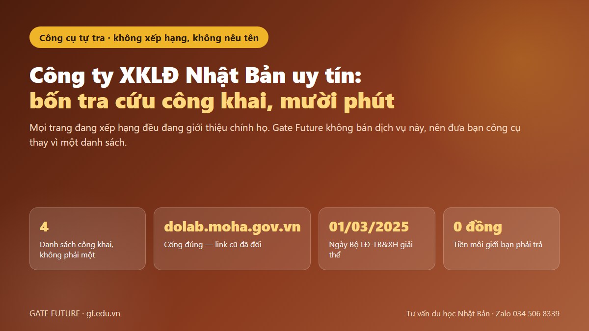gf cong ty xkld nhat ban uy tin 01 hero Công ty XKLĐ Nhật Bản uy tín — bốn tra cứu công khai trên cổng Cục Quản lý lao động ngoài nước, làm được trong mười phút