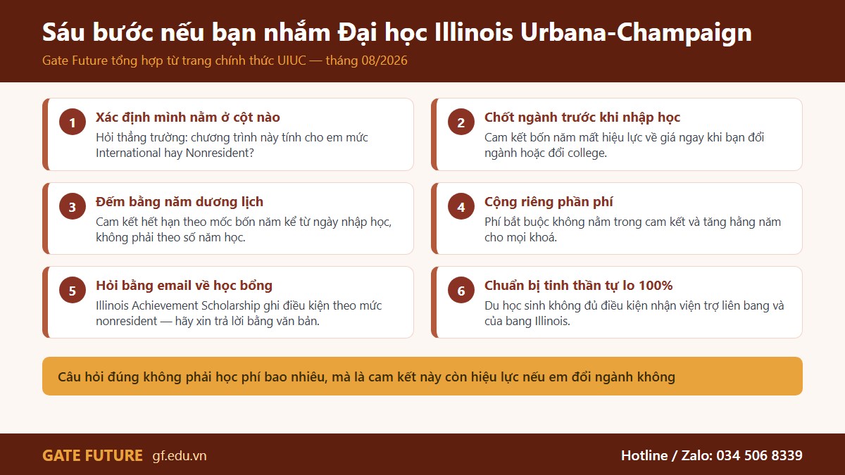 Sáu bước chuẩn bị hồ sơ du học Đại học Illinois Urbana-Champaign cho học sinh Việt Nam, từ chốt ngành tới nhận I-20