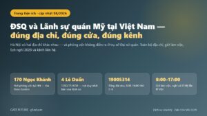 Đại sứ quán và Lãnh sự quán Mỹ tại Việt Nam với các đầu mối liên hệ chính