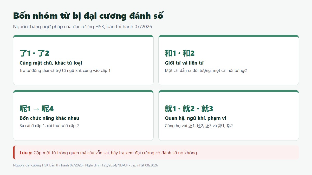 gf ngu phap tieng trung 02 bon nhom danh so Bốn nhóm từ bị đại cương HSK đánh số để phân biệt chức năng