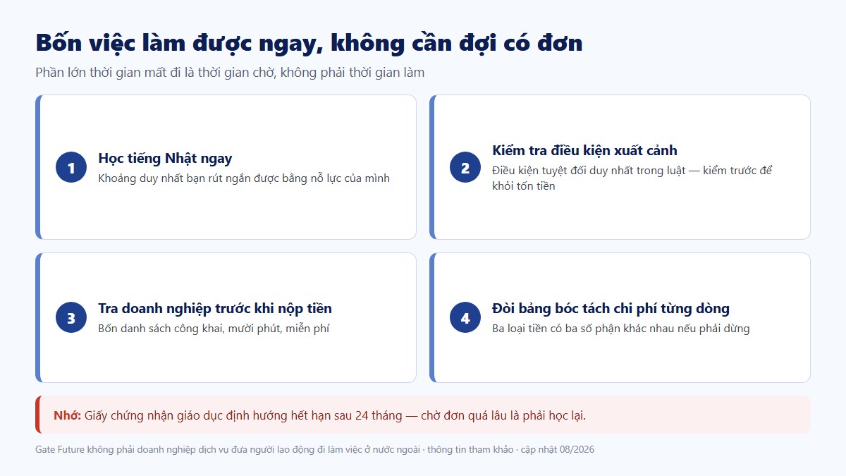 Bốn việc làm được ngay không cần đợi có đơn hàng, trong đó học tiếng Nhật là khoảng duy nhất rút ngắn được