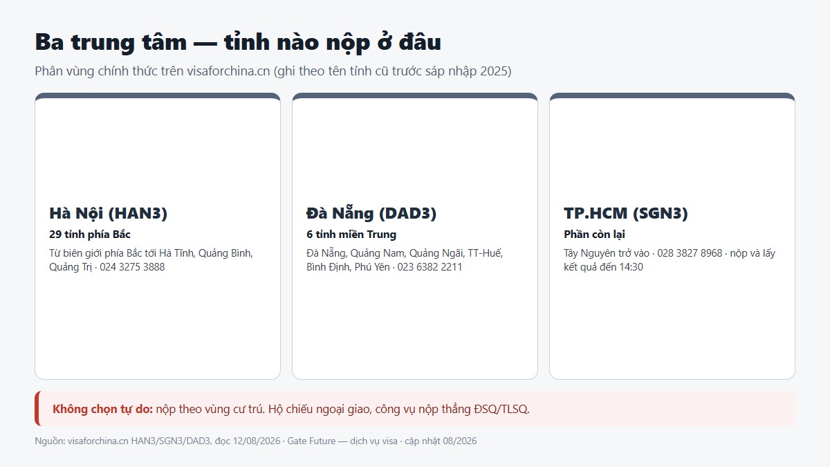 Địa chỉ ba trung tâm visa Trung Quốc Hà Nội, TP.HCM, Đà Nẵng