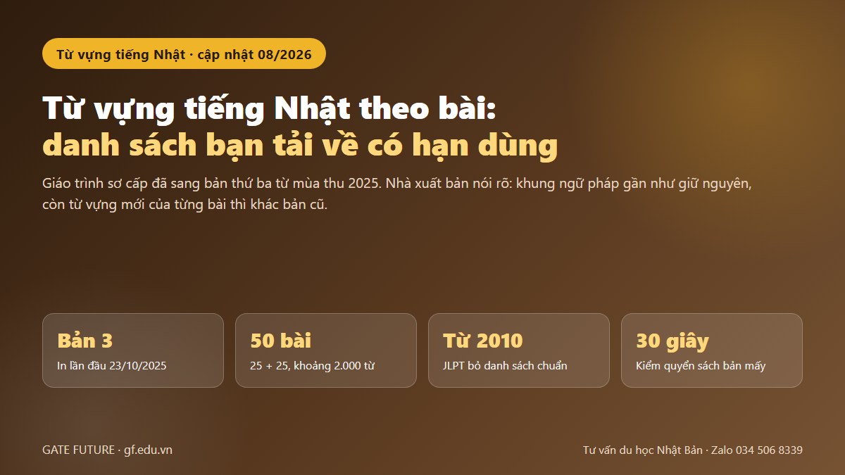 Từ vựng tiếng Nhật theo bài và lý do danh sách tải về có hạn dùng