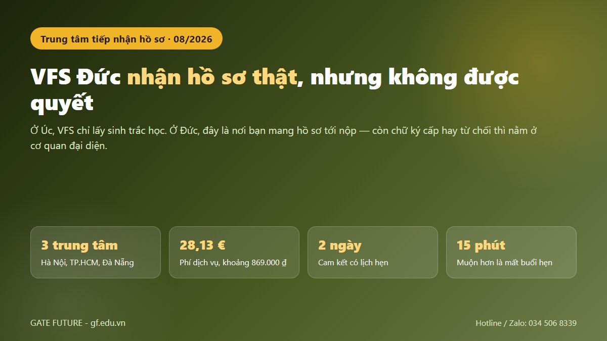 VFS Đức nhận hồ sơ thật, khác VFS Úc chỉ lấy sinh trắc học